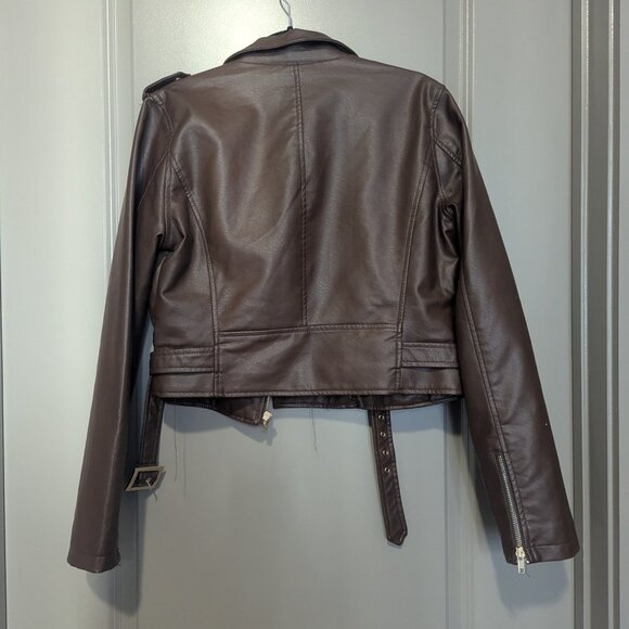 Ashley by 26 International Brown Cropped Leather Jacket - Picture 2 of 3
